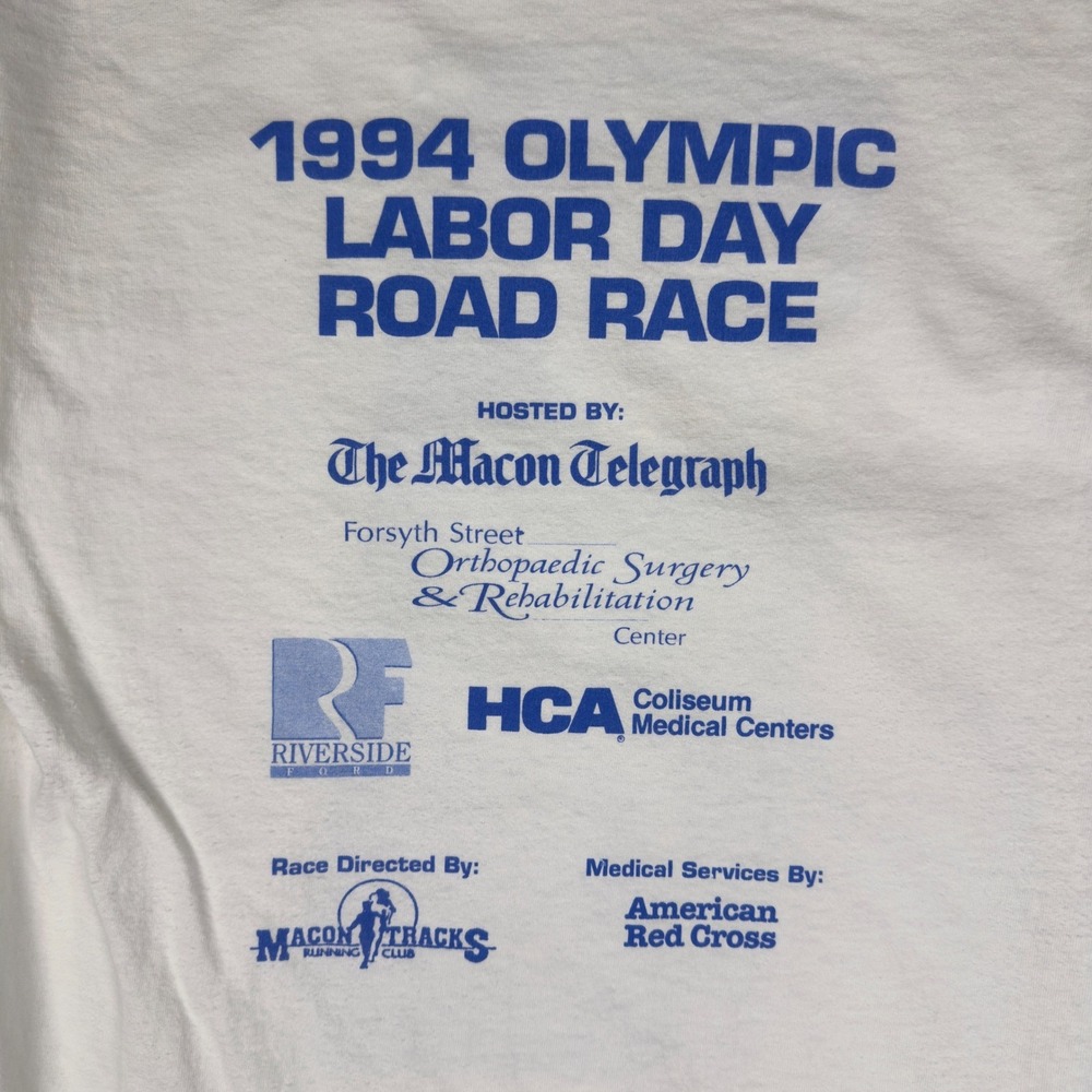 Vtg 1994 Olympic Day Run T-Shirt USA Made Single Stitch White Men's L Jogging - Picture 5 of 10